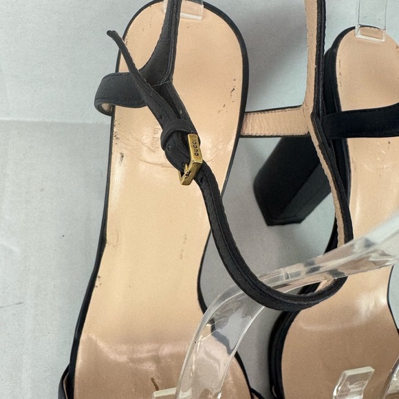 Gucci Black and Gold Heeled Sandals with Ankle Strap - Picture 4 of 8